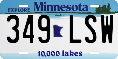 MN license plate 349LSW