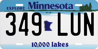 MN license plate 349LUN