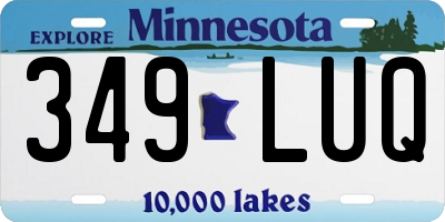 MN license plate 349LUQ
