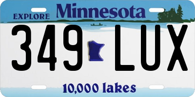 MN license plate 349LUX