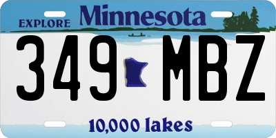 MN license plate 349MBZ
