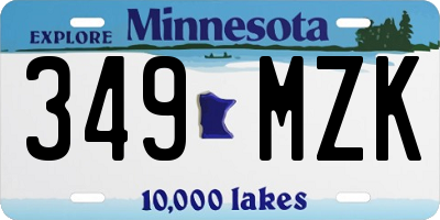 MN license plate 349MZK