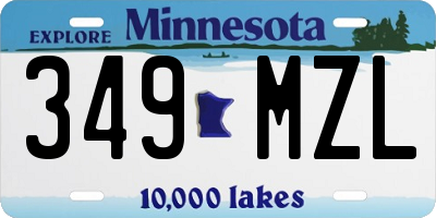 MN license plate 349MZL