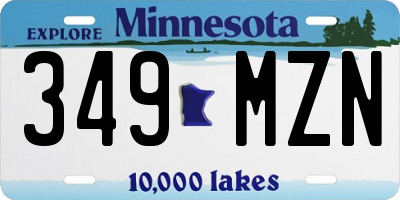 MN license plate 349MZN