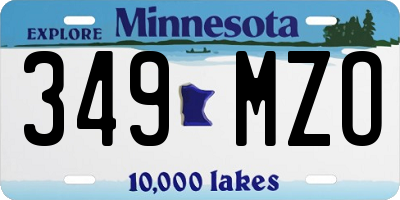 MN license plate 349MZO