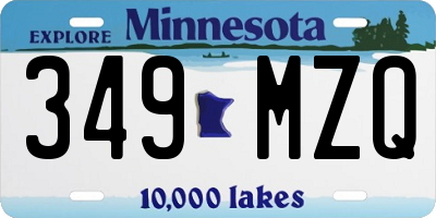 MN license plate 349MZQ