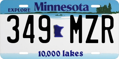 MN license plate 349MZR