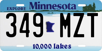 MN license plate 349MZT