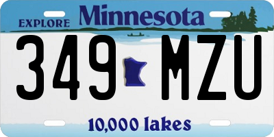 MN license plate 349MZU