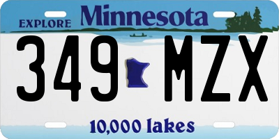 MN license plate 349MZX