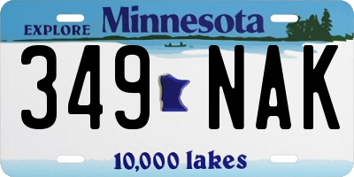 MN license plate 349NAK