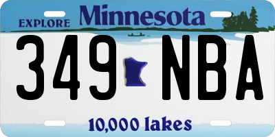 MN license plate 349NBA