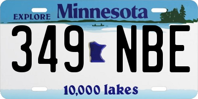 MN license plate 349NBE