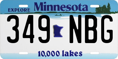 MN license plate 349NBG