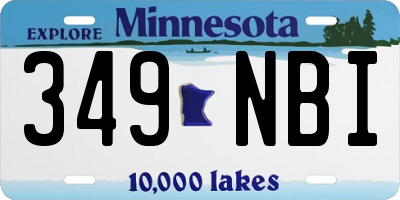 MN license plate 349NBI