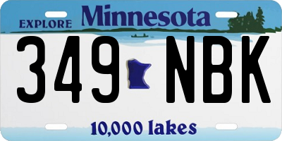 MN license plate 349NBK