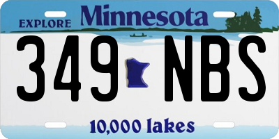 MN license plate 349NBS
