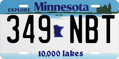 MN license plate 349NBT