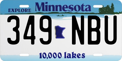 MN license plate 349NBU