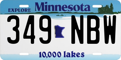 MN license plate 349NBW