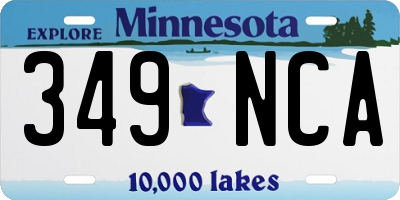 MN license plate 349NCA