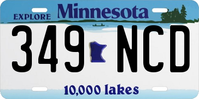 MN license plate 349NCD