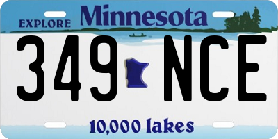 MN license plate 349NCE