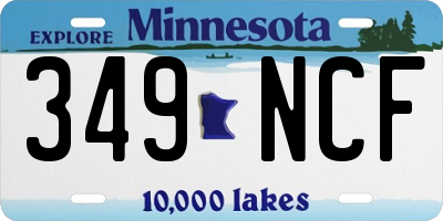 MN license plate 349NCF