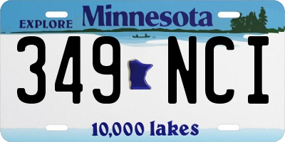 MN license plate 349NCI