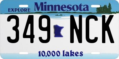 MN license plate 349NCK