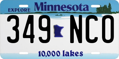 MN license plate 349NCO