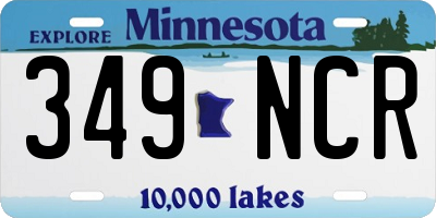 MN license plate 349NCR