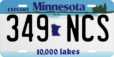 MN license plate 349NCS