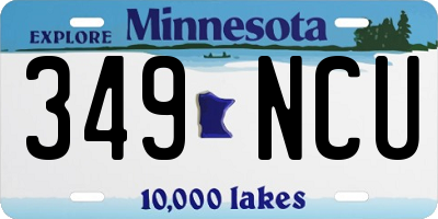 MN license plate 349NCU