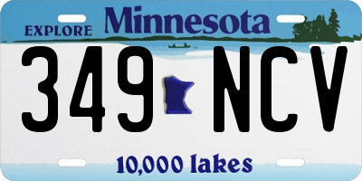 MN license plate 349NCV