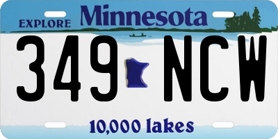 MN license plate 349NCW