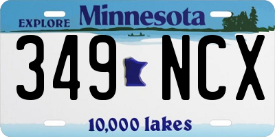 MN license plate 349NCX