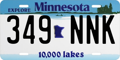 MN license plate 349NNK