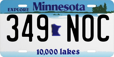 MN license plate 349NOC