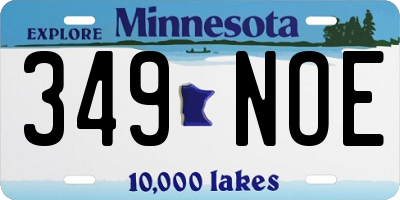 MN license plate 349NOE