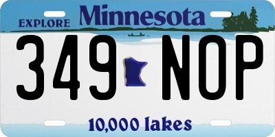 MN license plate 349NOP
