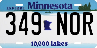 MN license plate 349NOR