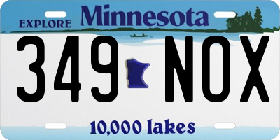 MN license plate 349NOX