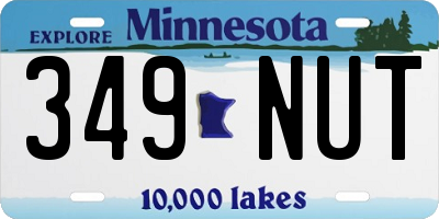 MN license plate 349NUT