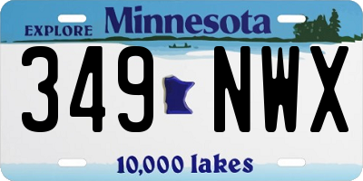 MN license plate 349NWX