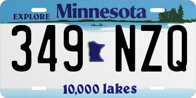 MN license plate 349NZQ