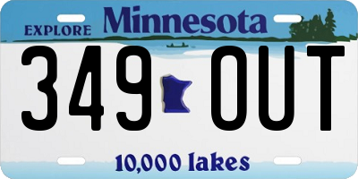 MN license plate 349OUT