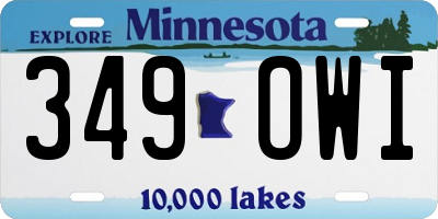 MN license plate 349OWI