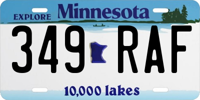 MN license plate 349RAF