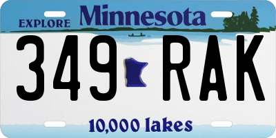MN license plate 349RAK